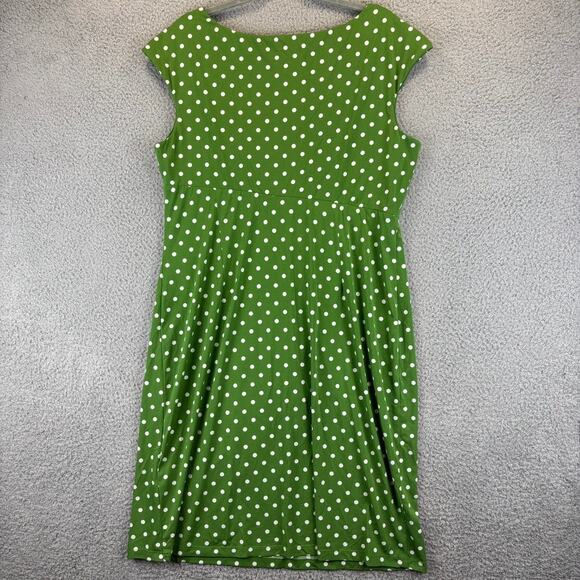 Vtg Faux Wrap Dress 14W Polka Dot Garden Party Derby Stretch Ruched Classic City - Picture 9 of 10